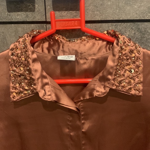 VERO MODA Rose gold satin shirt - Picture 2 of 5